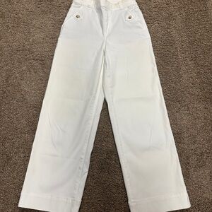 SPANX White Stretch Twill Wide-Leg Trousers